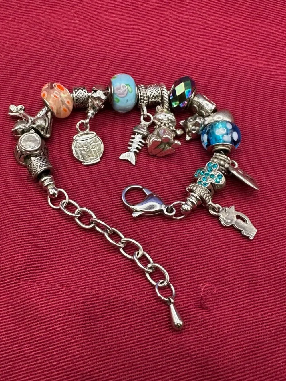 Pandora-Style “Cat Theme” Bracelet 17 Charms, inc. Brighton Cat Charm